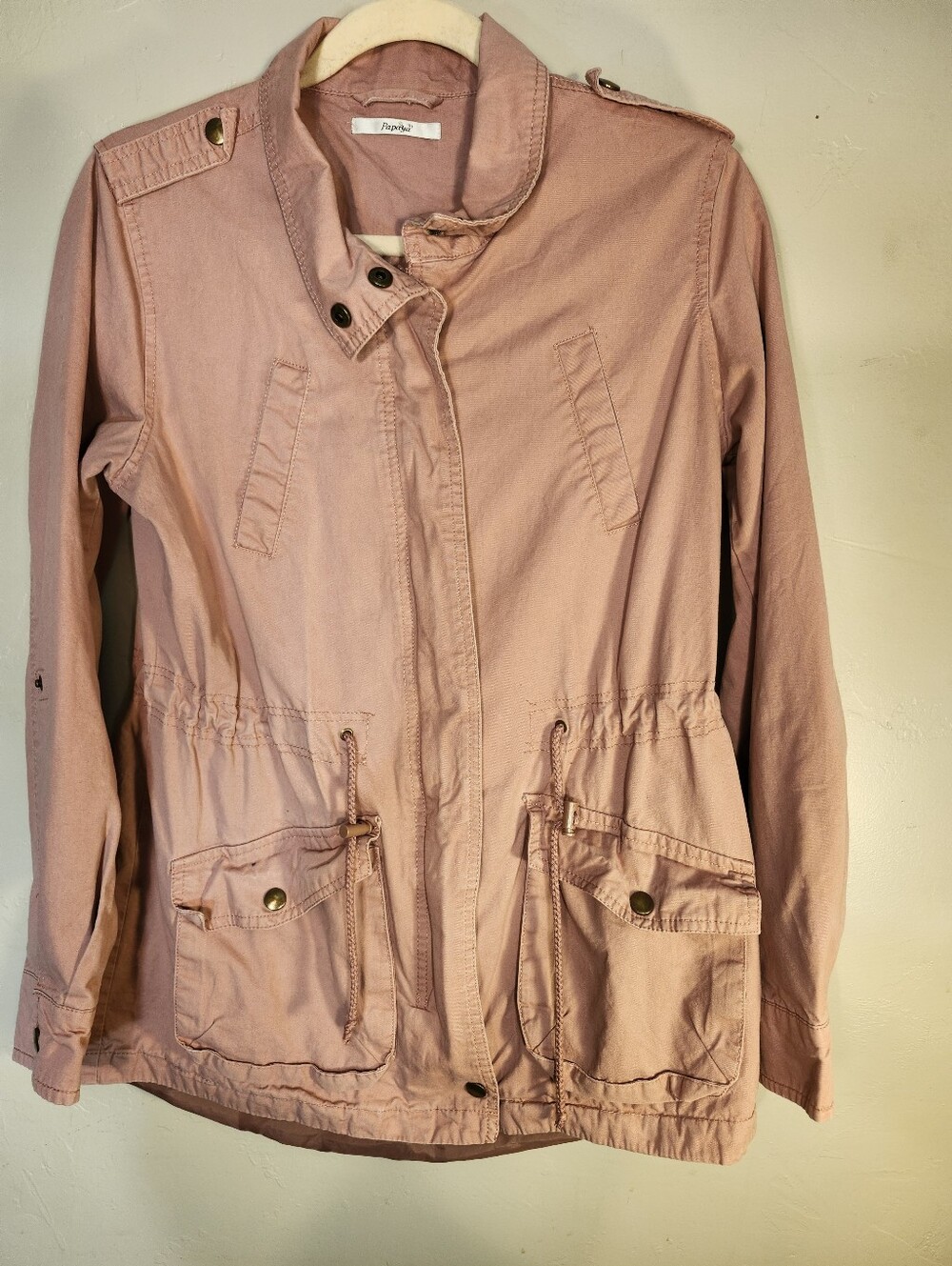 Papaya Dusty Pink Utility Jacket with Drawstring Waist 100% Cotton
